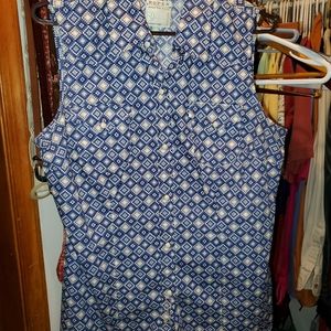 Roper sleeveless blue and white top
